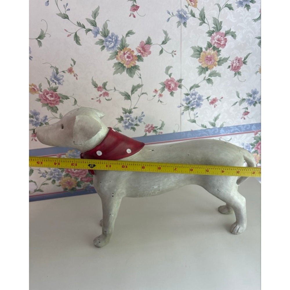 Rustic Standing Dog Figurine with Red Polka Dot Bandana Farmhouse Decor 14in - Picture 6 of 11